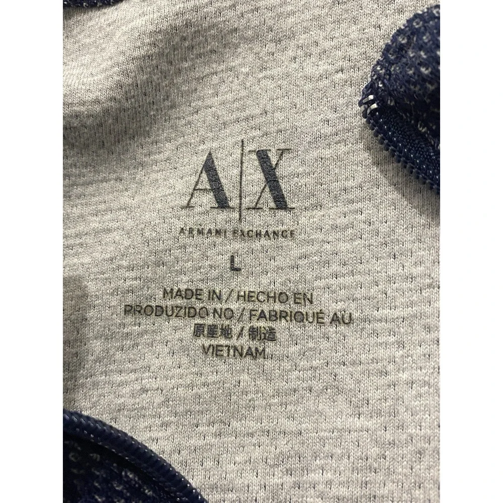 Armani Exchange Men's Dark Blue 1/4 Zip Kangaroo Pouch Pullover. Large